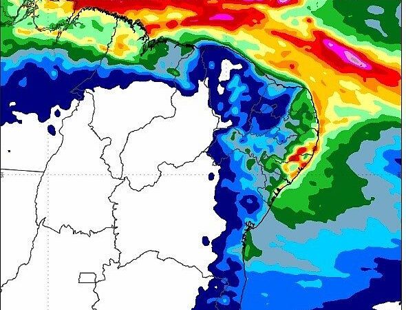 Chuvas intensas continuam no leste da Região Nordeste até o fim de semana, diz Inmet