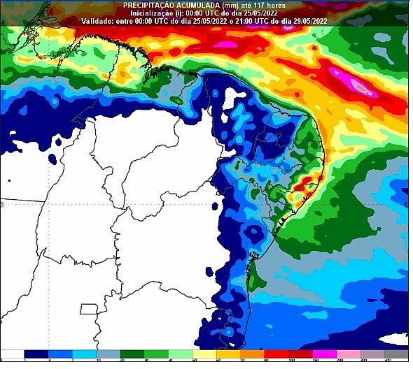 Chuvas intensas continuam no leste da Região Nordeste até o fim de semana, diz Inmet