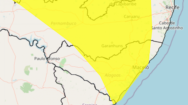 Inment informa alerta de chuvas e ventos fortes na maioria das cidades de Alagoas