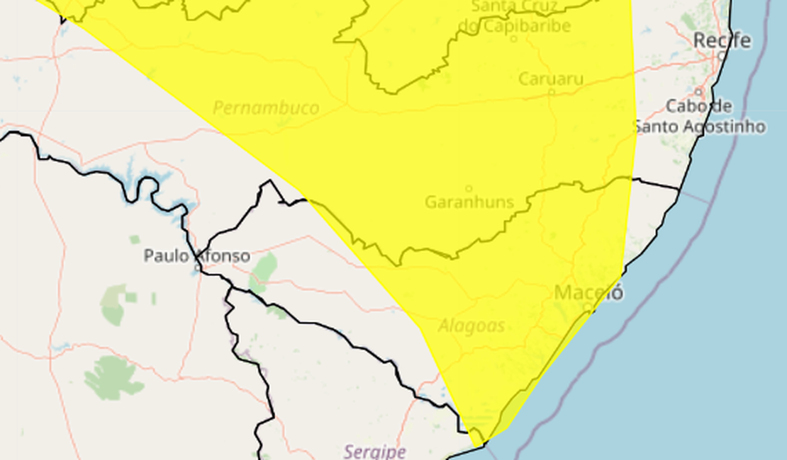 Inment informa alerta de chuvas e ventos fortes na maioria das cidades de Alagoas