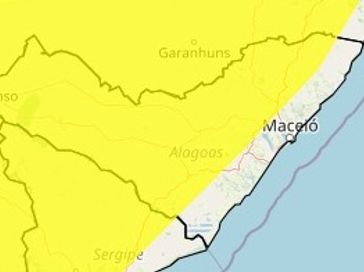 Inmet emite alerta amarelo de vendaval para 88 cidades de Alagoas