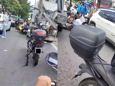 Motociclista tem perna esmagada por caminhão na Av. Fernandes Lima