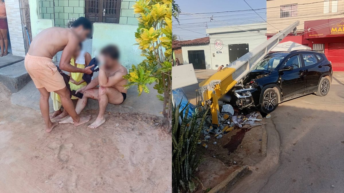 Turista fica ferido após carro derrubar poste em São Miguel dos Milagres